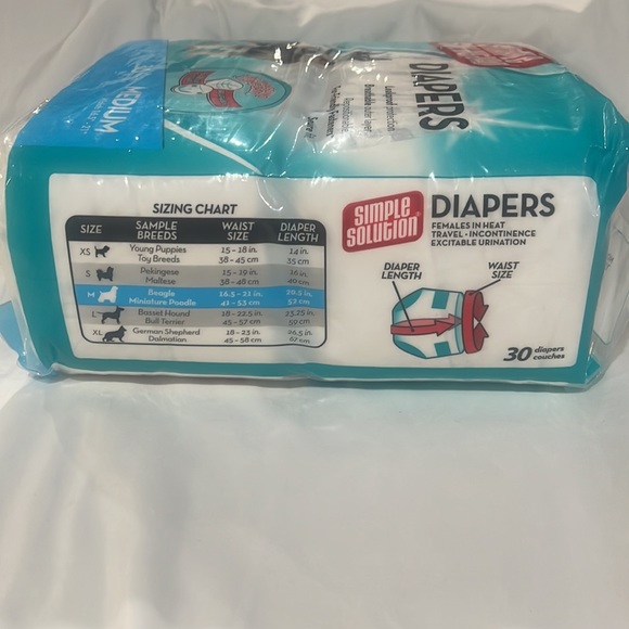 Simple solution disposable doggy diapers BRAND NEW medium waist 16.5” to 21” - Picture 3 of 5